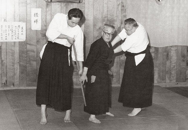 Kodo Horikawa demonstrating with Seigo Okamoto and unknown partner in Kitami, c. 1965