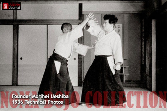 Aikido Founder Morihei Ueshiba has overcome an overhand knife attack by initiating and delivering an atemi 