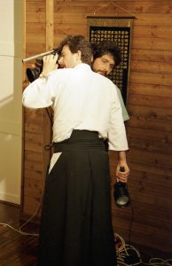 Paolo Corallini at 1987 video shoot of Aiki Ken and Jo curriculum